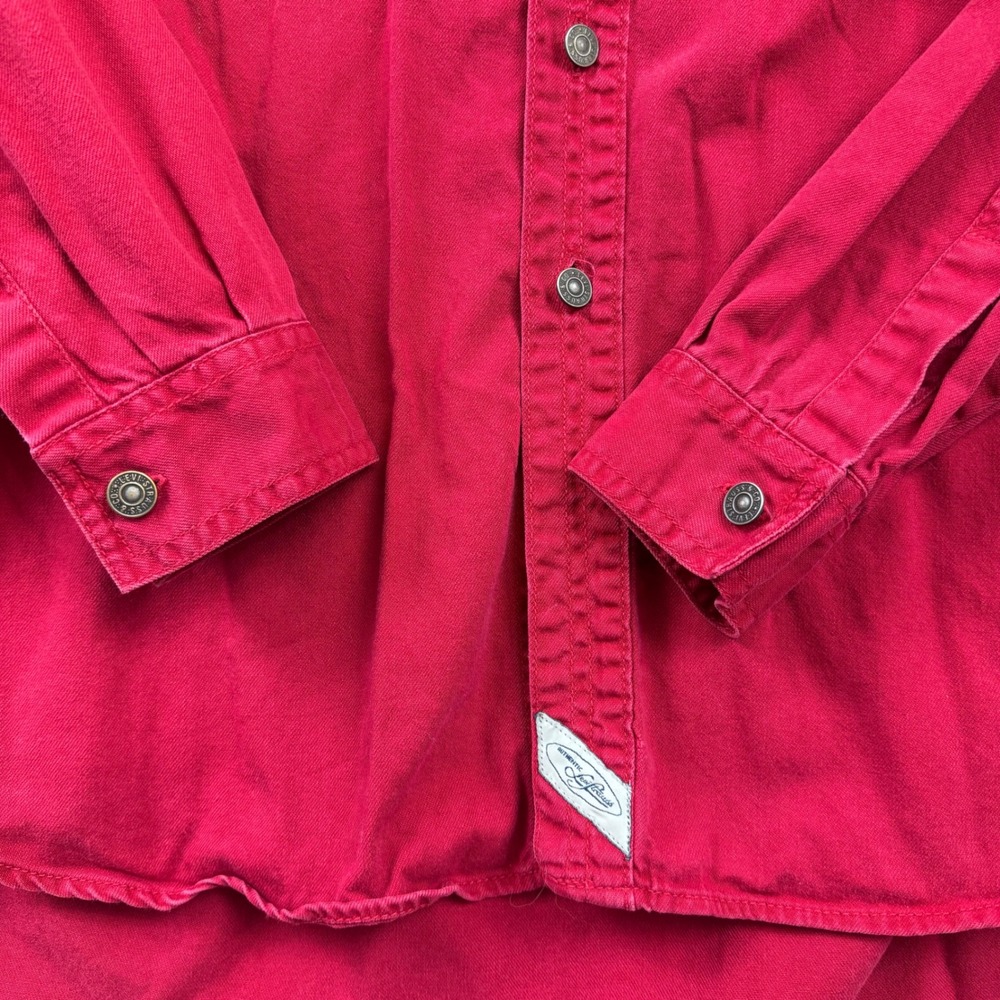 Vintage 90s Levis Mens Magenta Red Twill Button Down Shirt 60560-1385 Medium - Picture 9 of 9